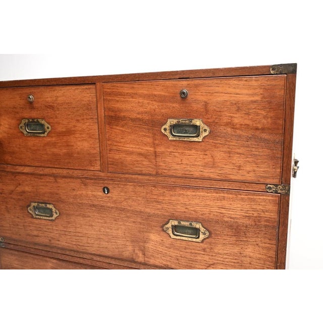 Antique Military Campaign Chest of Drawers in Teak, 1840 For Sale - Image 11 of 15