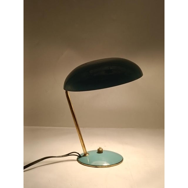 Blue Metal and Brass Table Lamp, Italy, 1950s For Sale - Image 12 of 13