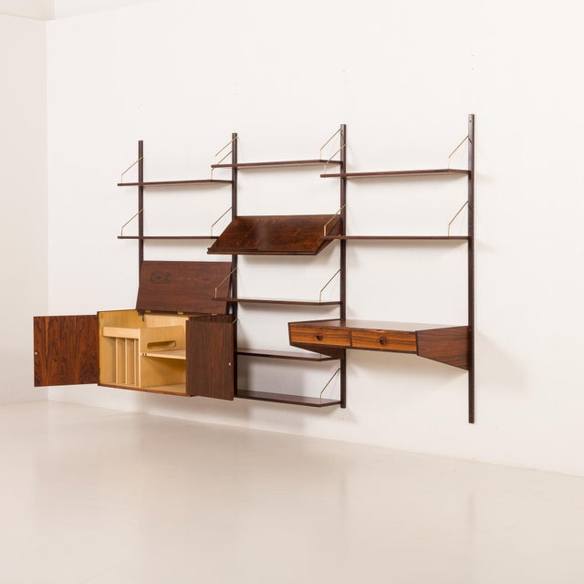 Wood Rosewood Wall Unit with Desk by Hansen and Guldborg, Denmark, 1960s For Sale - Image 7 of 18