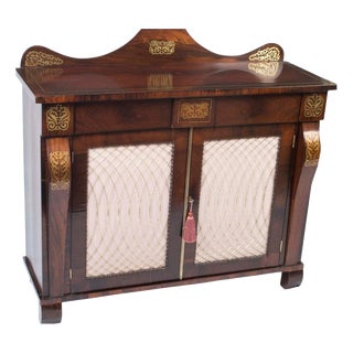 Antique Regency Brass Inlaid Cabinet, 1820 For Sale