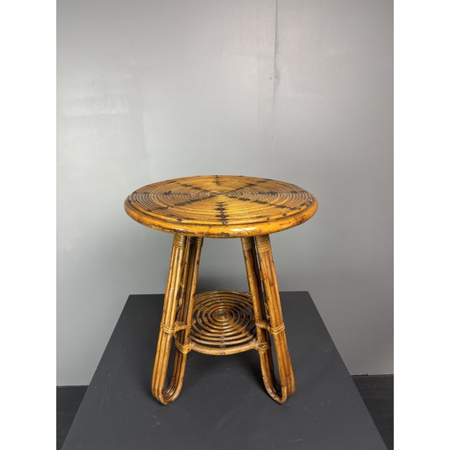 Mid-Century Modern Italian Pencil Rattan and Bamboo Side Table, 1950s For Sale - Image 15 of 15