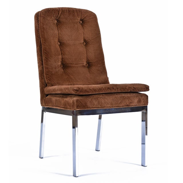 What’s more 70’s legit than tufted brown chevron velour? These aluminum leg parsons dining chairs check all the boxes and...