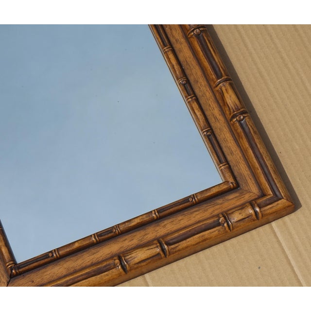 Vintage Rectangular Faux Bamboo Wall Hanging Mirror For Sale - Image 4 of 9