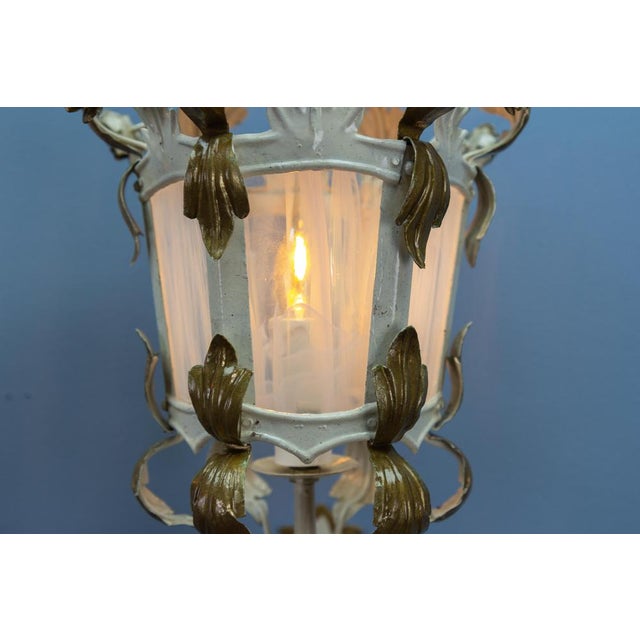 Italian White and Golden Color Metal and Glass Wall Lanterns, 1970s, Set of 2 For Sale - Image 6 of 18