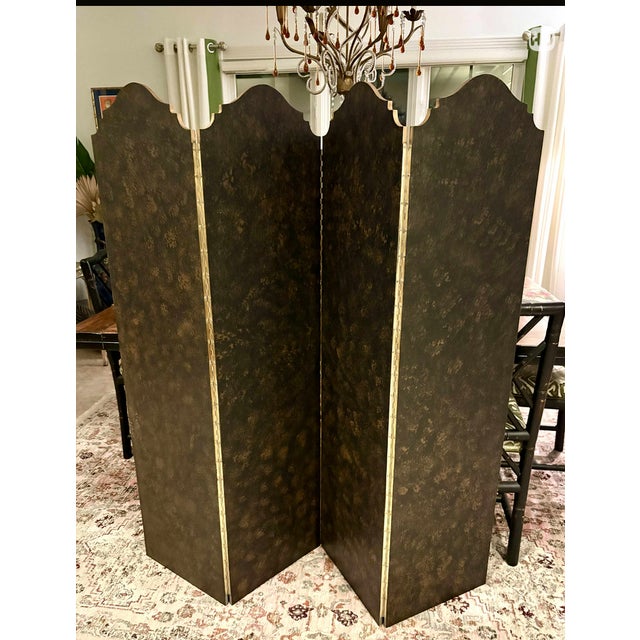 Vintage Lacquered Four Panel Room Divider Screen With Exotic Animals For Sale - Image 14 of 14