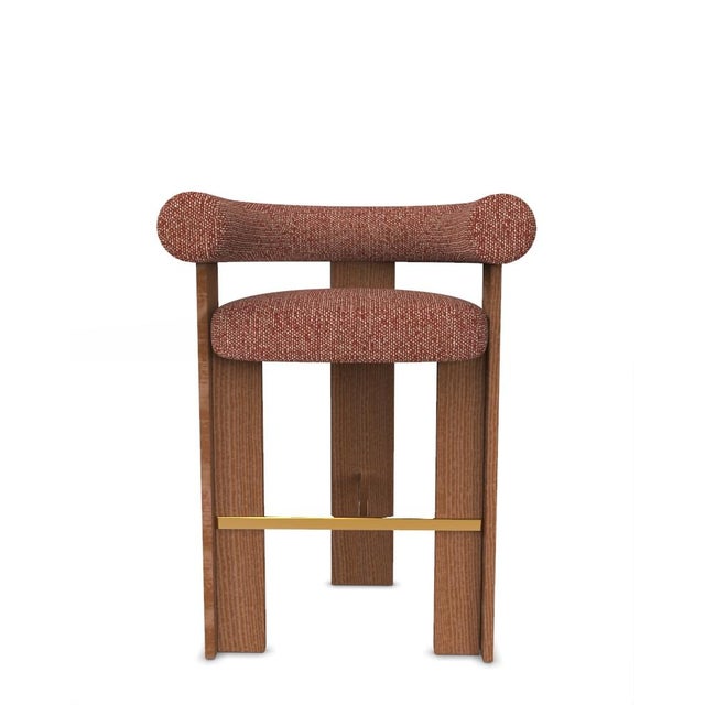 Metal Collector Modern Cassette Bar Chair in Safire 13 Fabric and Smoked Oak by Alter Ego For Sale - Image 7 of 7