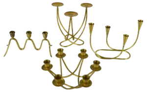 Mid-Century Modern Candelabras in Brass, 1950s, Set of 4