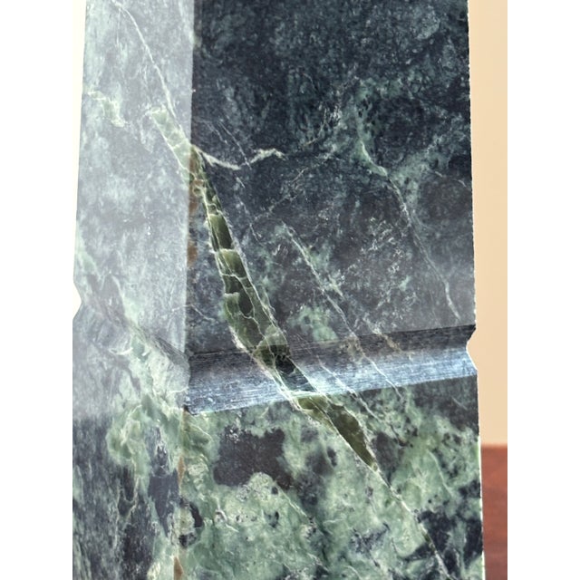 16' Neoclassical Style Dark Green Marble Obelisk For Sale - Image 13 of 17