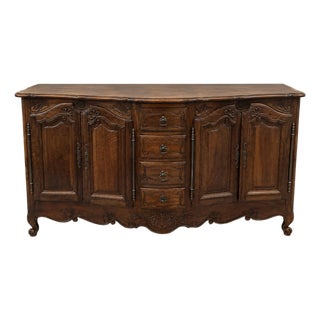 Early 20th-Century French Provincial Carved Walnut Enfilade Buffet For Sale