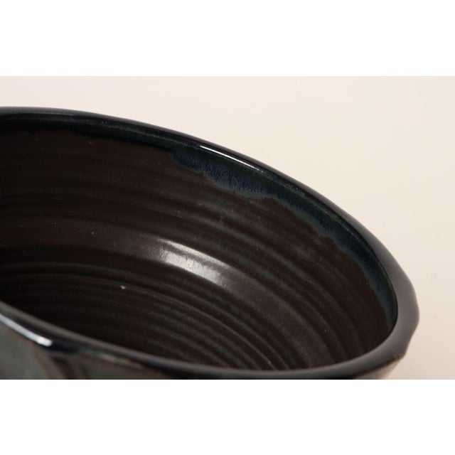 Vintage Matte Brown and Slate Glaze Ceramic Planter With Stand by Deanna Nichols For Sale - Image 16 of 18