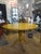 Vintage Round Lacquered Wood Table with Brass Feet, Base, 1950s For Sale - Image 10 of 10