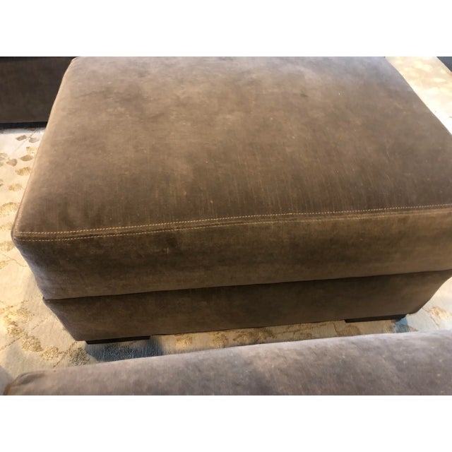 Set of 2 Restoration Hardware Maxwell Cafe Vintage Velvet Lux Ottomans For Sale - Image 10 of 12