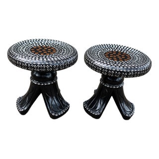 Hand Curve Bamileke Stool Decor . For Sale
