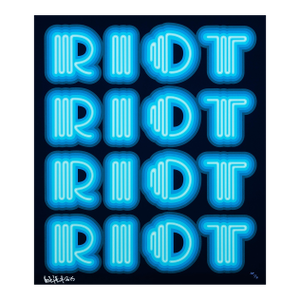 Ben Eine, Riot (Blue / Navy Ground), Rare Large Hand Signed Screen Print, 2015