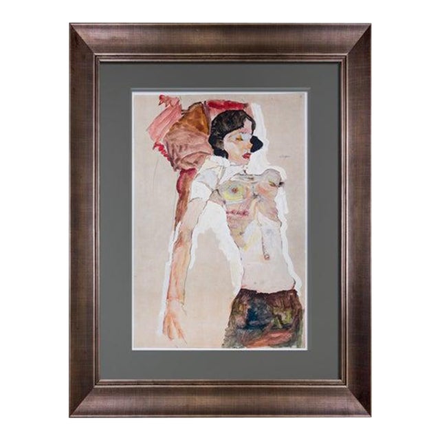 Egon Schiele Lithograph "Reclining Semi Nude" For Sale
