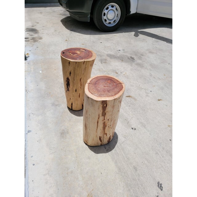 Wood Tree Trunk Tables - Unmatched Pair For Sale In Miami - Image 6 of 9
