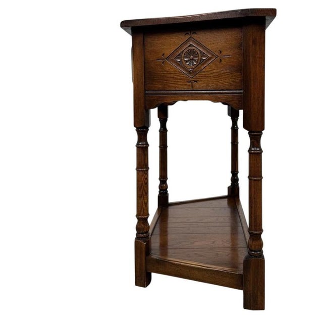 Wood Antique English Oak Side Table, 1900s For Sale - Image 7 of 11