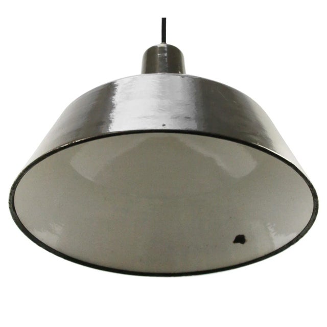 Industrial Vintage Industrial Brown Enamel Pendant Light For Sale - Image 3 of 5