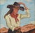 Farmhouse Impressionist Western Cowgirl & Horse Painting Including the Antiqued Gold Wood Frame For Sale - Image 3 of 5