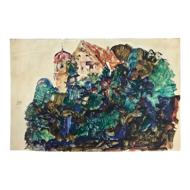 Schiele Lithograph 31 Old Castle in Bregenz 1968 Reproduction For Sale