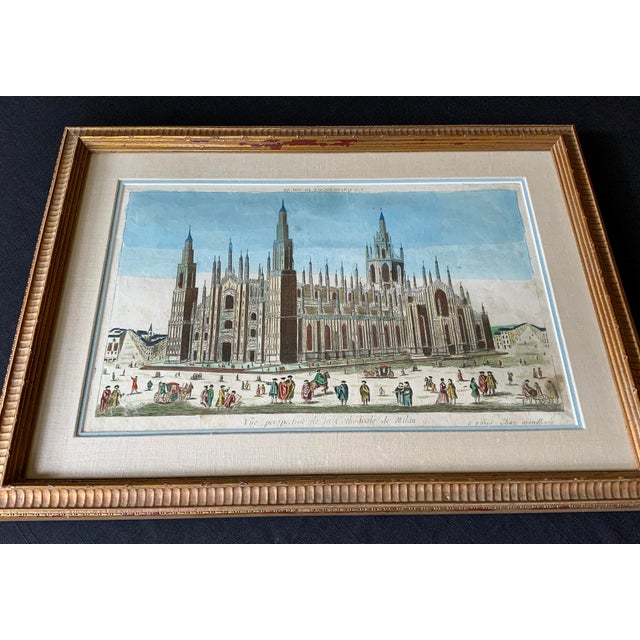 Antique Hand Colored Copper Engraving Milan Cathedral Louis Joseph Mondhare Paris 1770 For Sale - Image 4 of 12