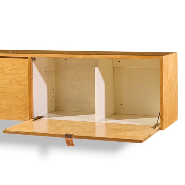Brown Florence Knoll 121w Mid Century Birch Hanging Credenza For Sale - Image 8 of 9