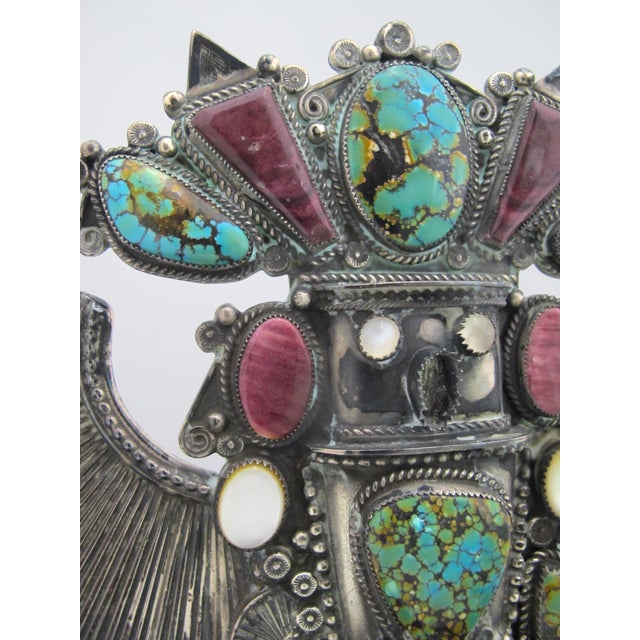 Michael Little Elk Sterling Silver Turquoise Kachina Eagle Dancer Sculpture For Sale In Portland, OR - Image 6 of 13
