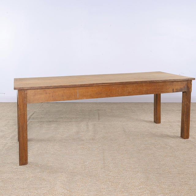 Dimensions: 27.75"W x 84.25"L x 30"H Skirt: 23.75"H A beautifully simple antique&nbsp; farmhouse table with a warm,...