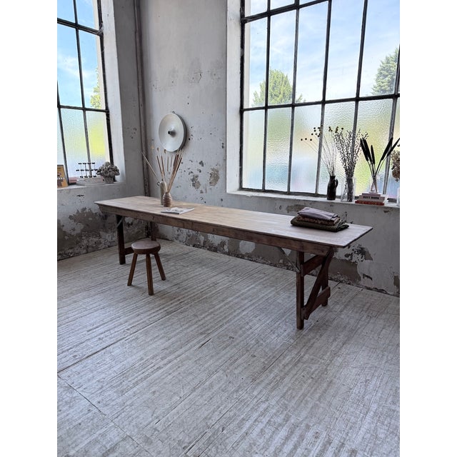 Pine Farmhouse Folding Table, 1950s For Sale - Image 4 of 18