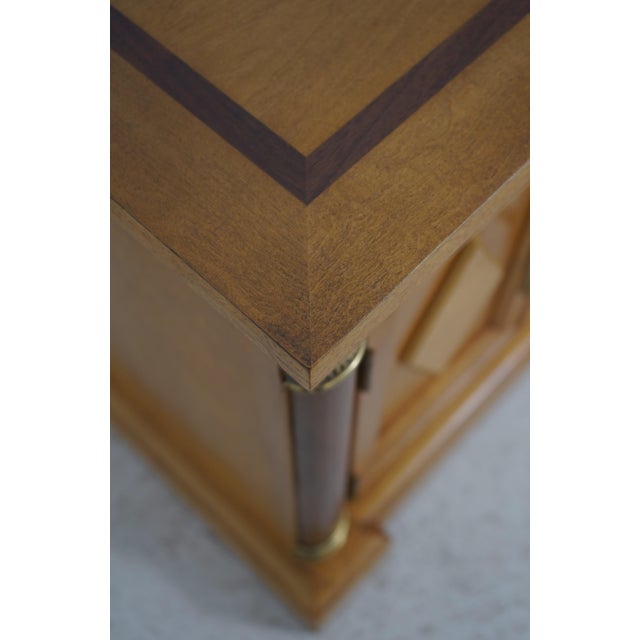 Brown Pair Neoclassical Satinwood Finish 2 Door Nightstands For Sale - Image 8 of 18