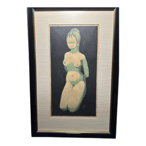 1950s Rare Kaoru Kawano “Nude (No. 1)” Japanese Woodblock Print Signed Numbered 70/200