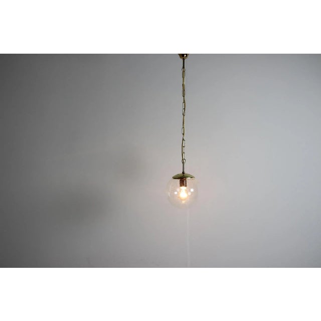 Mid-Century Grey Glass & Brass Pendant, 1970s For Sale - Image 6 of 8