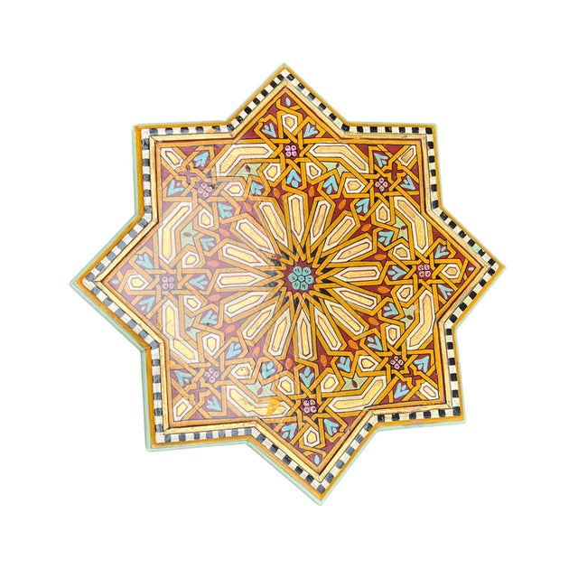 Moroccan Star Shaped Hand Painted Side Tables a Pair For Sale - Image 13 of 17
