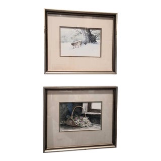 1970s Pair of John M. Standish Watercolors For Sale