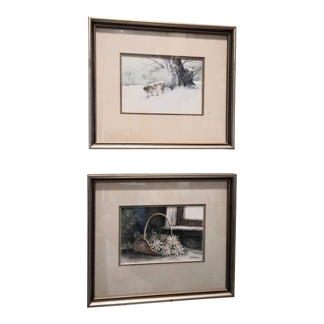 1970s Pair of John M. Standish Watercolors For Sale