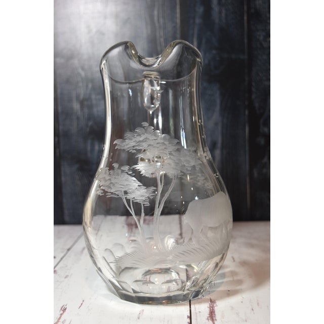 Glass Mid 20th Century Kenyan-African by Queen Lace Large Rino Crystal Pitcher 62 Oz Safari Lover For Sale - Image 7 of 14