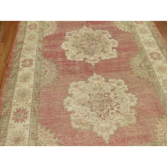 Red Vintage Soft Red Turkish Oushak Gallery Size Rug - 5' x 13'1" For Sale - Image 8 of 12