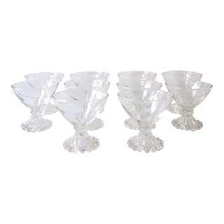 Midcentury Modern Champagne, Cocktail, or Dessert Coupes, Bubble Base, Set of 10 For Sale
