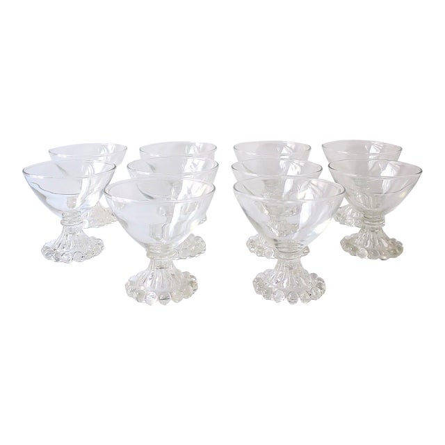 Midcentury Modern Champagne, Cocktail, or Dessert Coupes, Bubble Base, Set of 10 For Sale