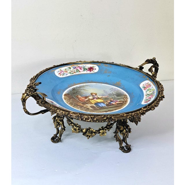 Late 19th Century 19th Century Sèvres Style Porcelain Centerpiece Bowl With Ormolu Mounts For Sale - Image 5 of 15