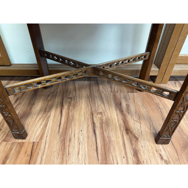 Wood Maitland Smith Chippendale Tea Table For Sale - Image 7 of 7