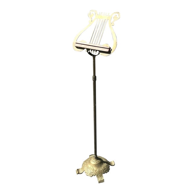 Vintage Regency Brass Lyre Music Stand For Sale