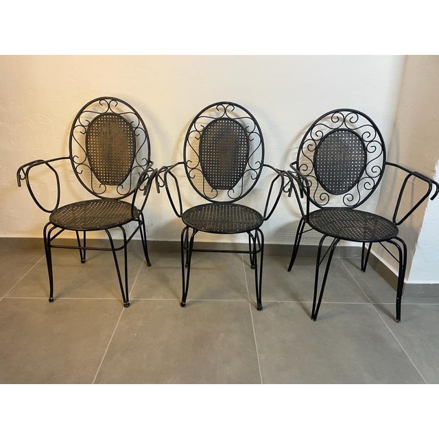 Sets of Provencal iron armchairs, artisanal work in the Avignon region.