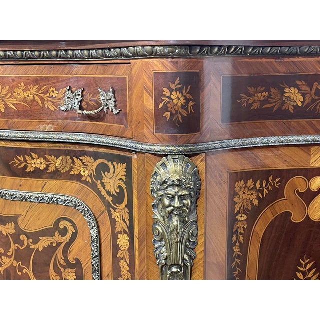 Marquetry Sideboard in Rosewood, Beech and Marble Top, 1970s For Sale - Image 6 of 16