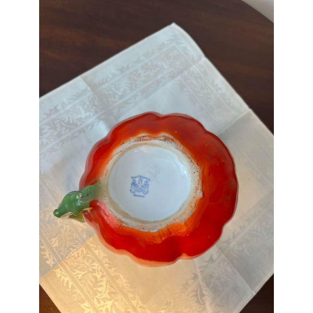 1900 - 1909 Antique Royal Bayreuth Bavaria Pumpkin Ceramic Pitcher For Sale - Image 5 of 9