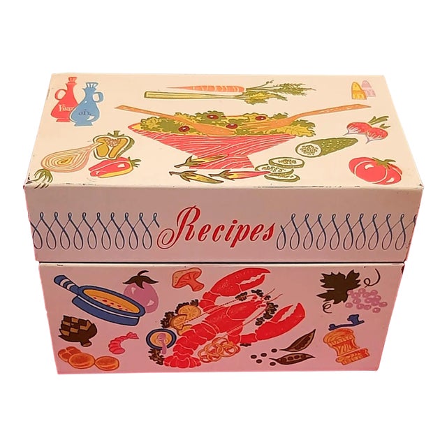 Vintage Lobster Recipe Box Coastal For Sale