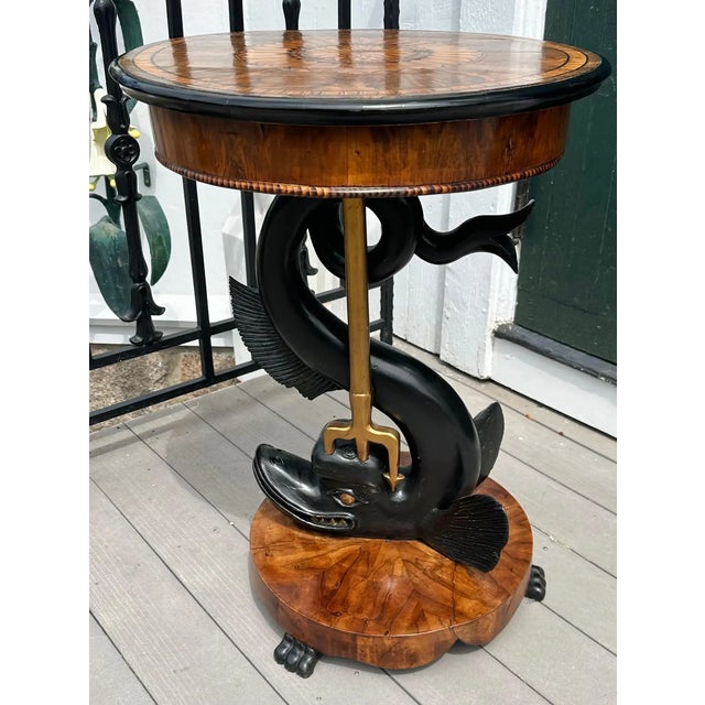 Black Early 19th Century Italian Neoclassical Dolphin Side Table For Sale - Image 8 of 8