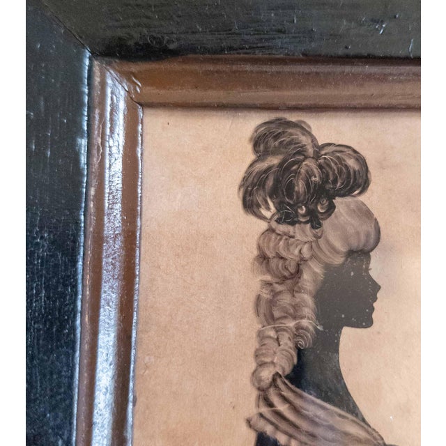 Black 19th Century American or English Folk Art Reverse Painted Glass Miniature Silhouette Portrait For Sale - Image 8 of 13