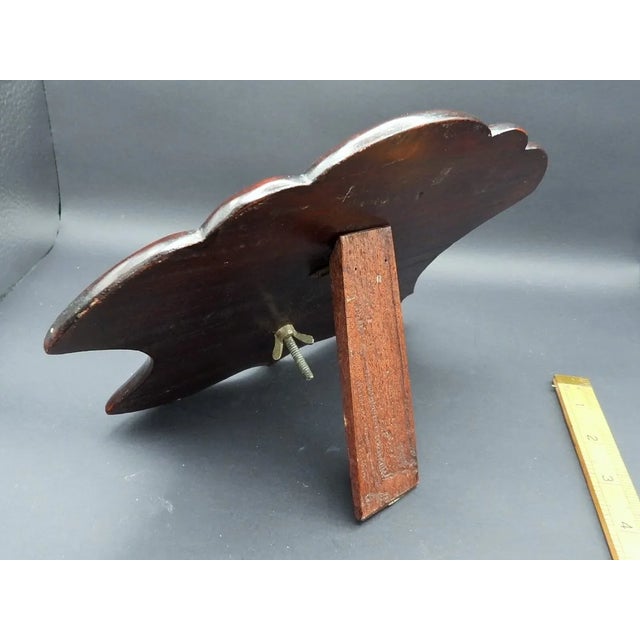 Antique Japanese Fan Shaped Scholar's Silverplate Writer's Desk Inspiration Plaque 1900 Chrysanthemums and Birds For Sale - Image 4 of 7