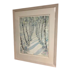 Brechneff Palms Gouache Water Color Painting